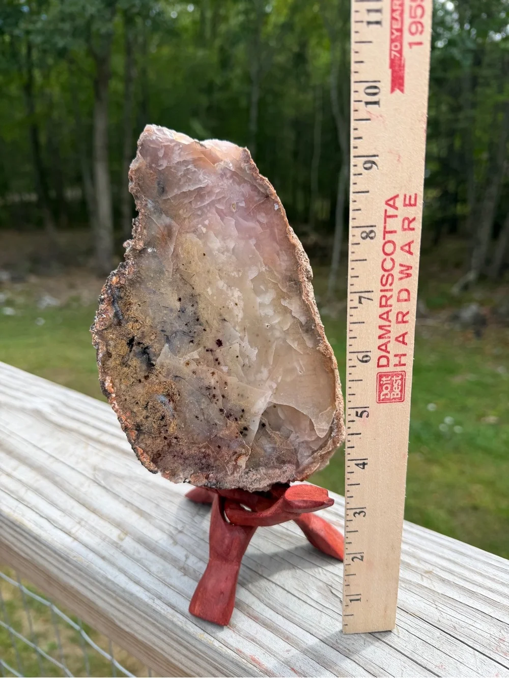 Large Natural Agate & Chalcedony Display Specimen | Wood Stand